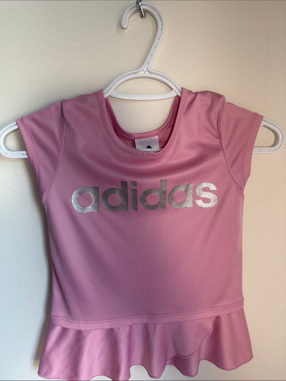 Adidas Pink Peplum Ruffle Top | Short Sleeve Athletic Shirt